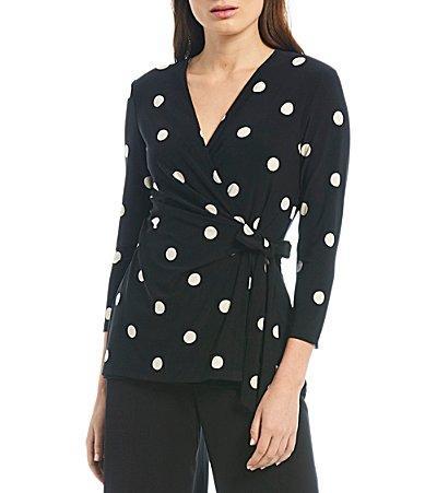 Anne Klein Dot Faux Wrap Top Product Image