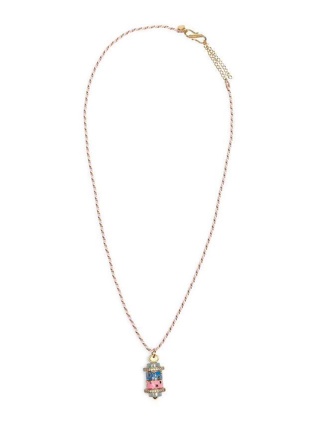 Womens Mot De Passe 18K Gold-Plated, Enamel, White Agate & Zircon Pendant Necklace Product Image