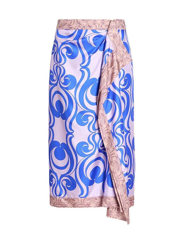 Womens Sole Printed Silk Midi-Skirt Product Image