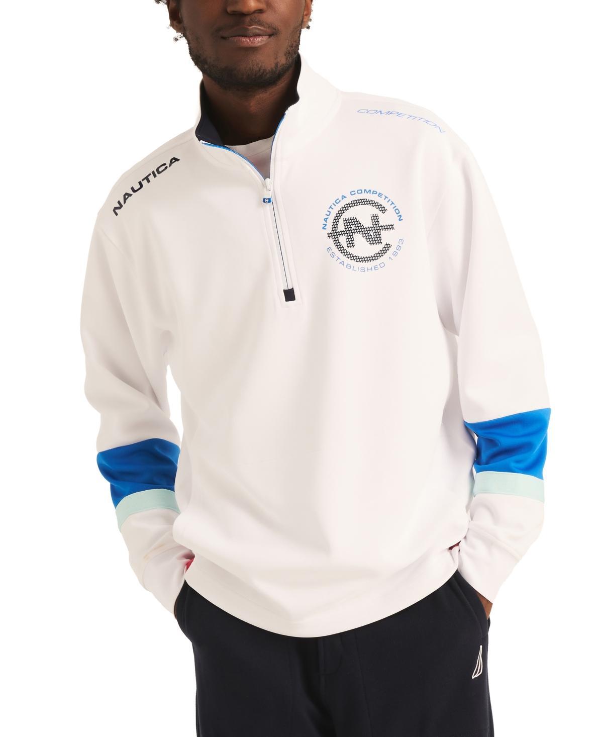 Nautica Mens Competition Relaxed-Fit Half-Zip Long Sleeve Logo Sweatshirt Product Image