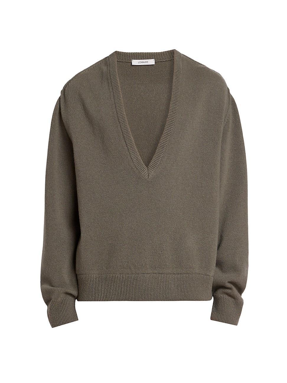 Mens Deep V-Neck Wool Sweater Product Image