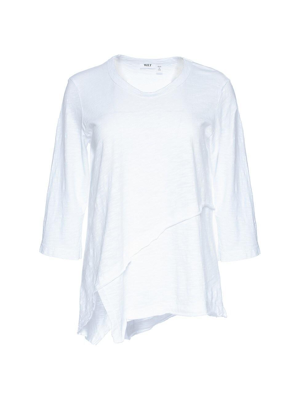 Womens Three-Quarter Sleeve Cross Over Hem Shirt Product Image