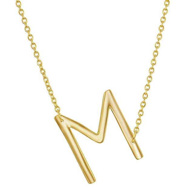 Sterling Silver Sideways Initial Necklace, Womens Gold Tone J Product Image