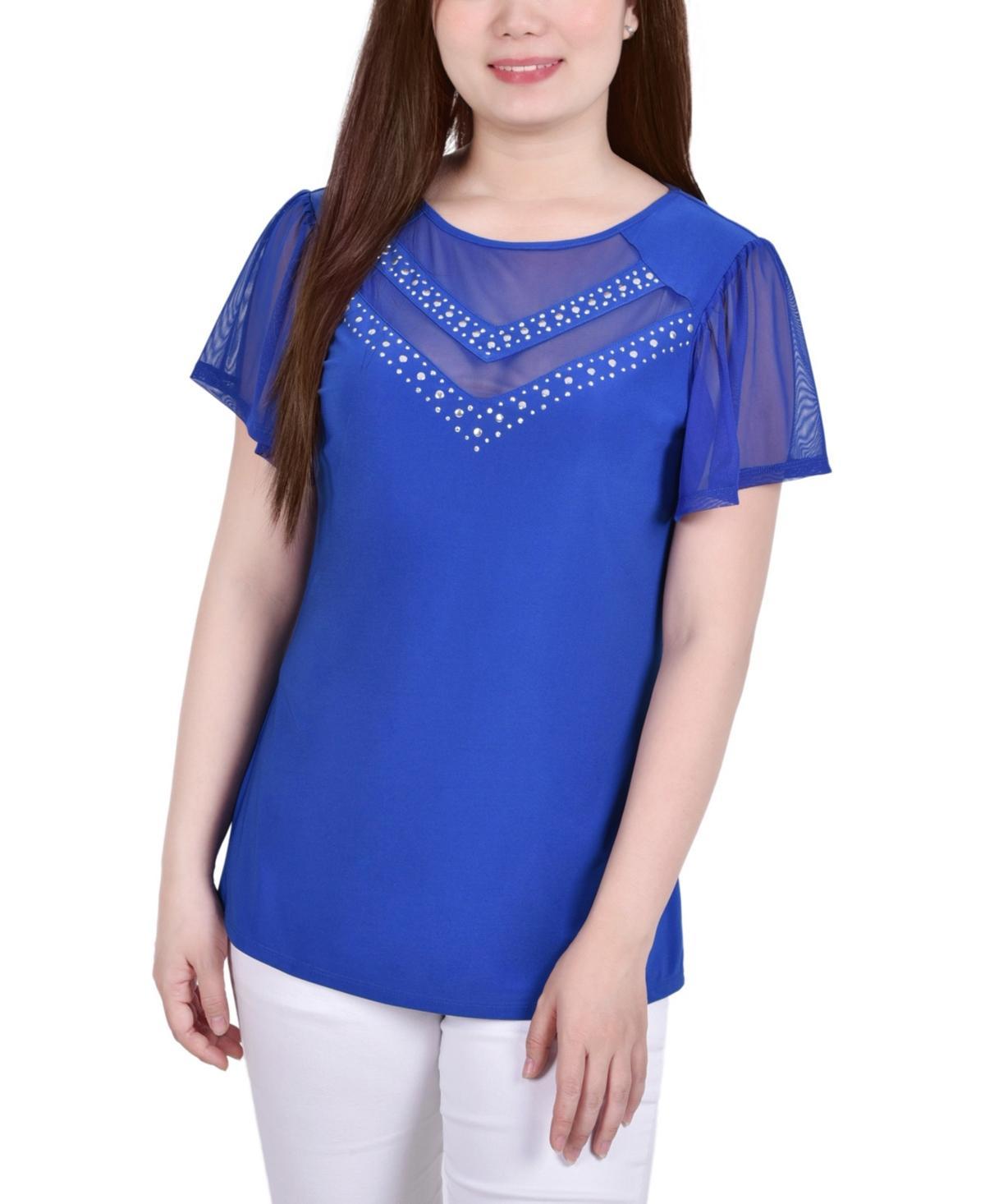 Petite Studded Short Flutter Sleeve Top Product Image