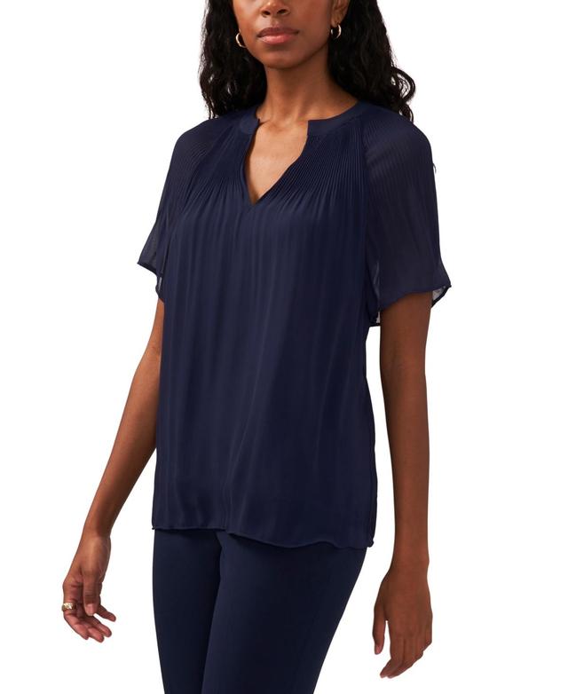 Sam & Jess Womens Split-Neck Pleated Top Product Image