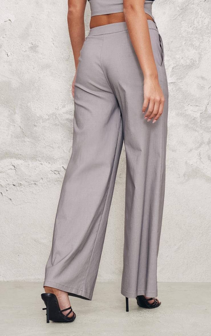 Grey Tailored Wide Leg Trousers Product Image