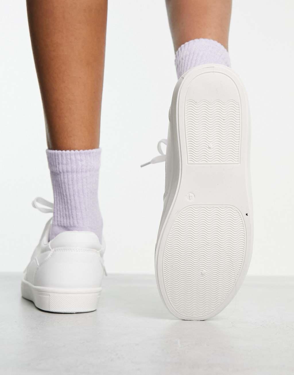 London Rebel paneled lace up sneakers in white Product Image