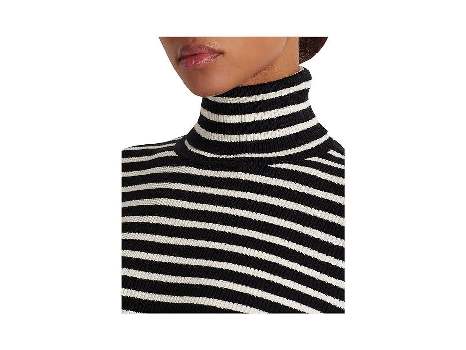 Lauren Ralph Lauren Striped Cotton-Blend Turtleneck Sweater (Polo /Mascarpone Cream) Women's Clothing Product Image