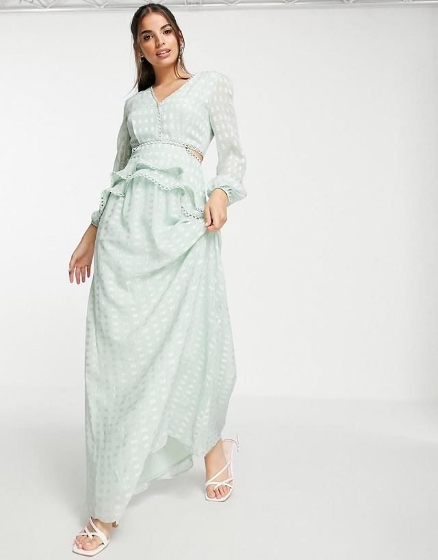 Lipsy plunge maxi dress in soft mint Product Image