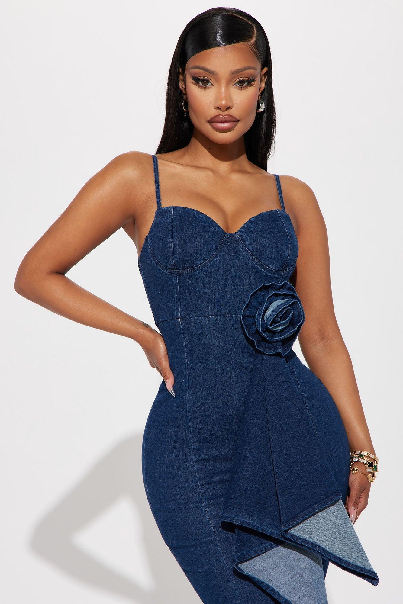 Justyne Denim Gown - Denim Product Image