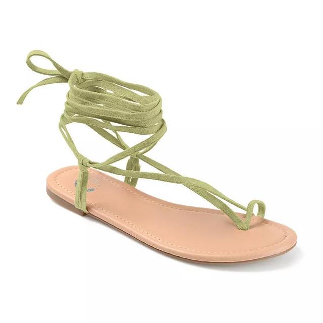 Journee Collection Mischa Womens Lace-Up Sandals Green Product Image