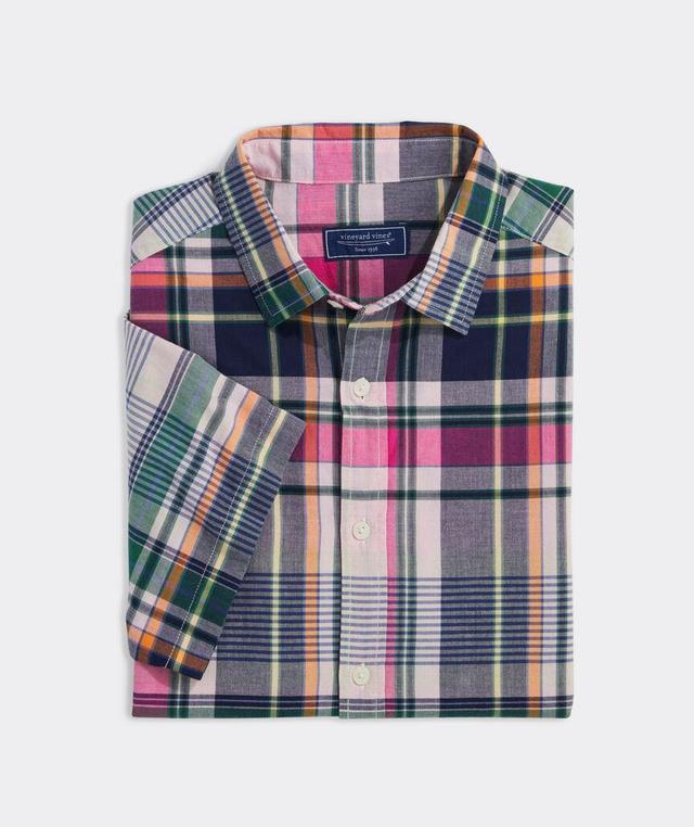 Cotton Madras Short-Sleeve Plaid Shirt Product Image