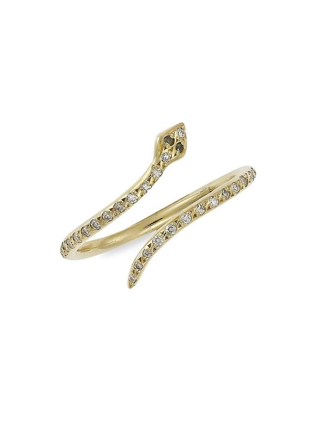 Womens Small 18K Yellow Gold, Diamond & Tsavorite Snake Ring Product Image