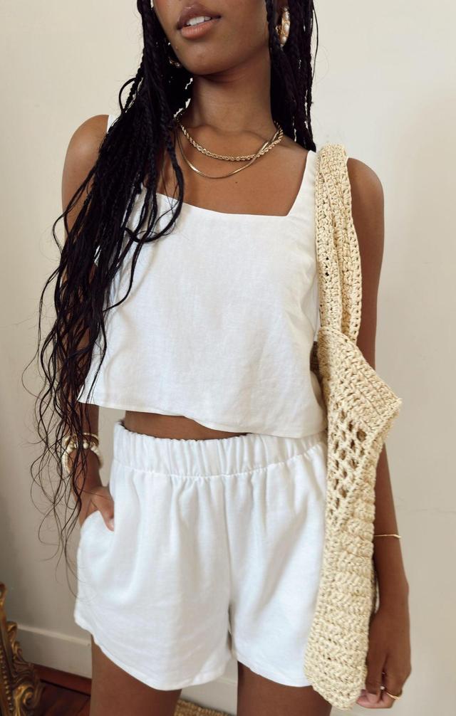 Tara Crop Top ~ White Linen Product Image