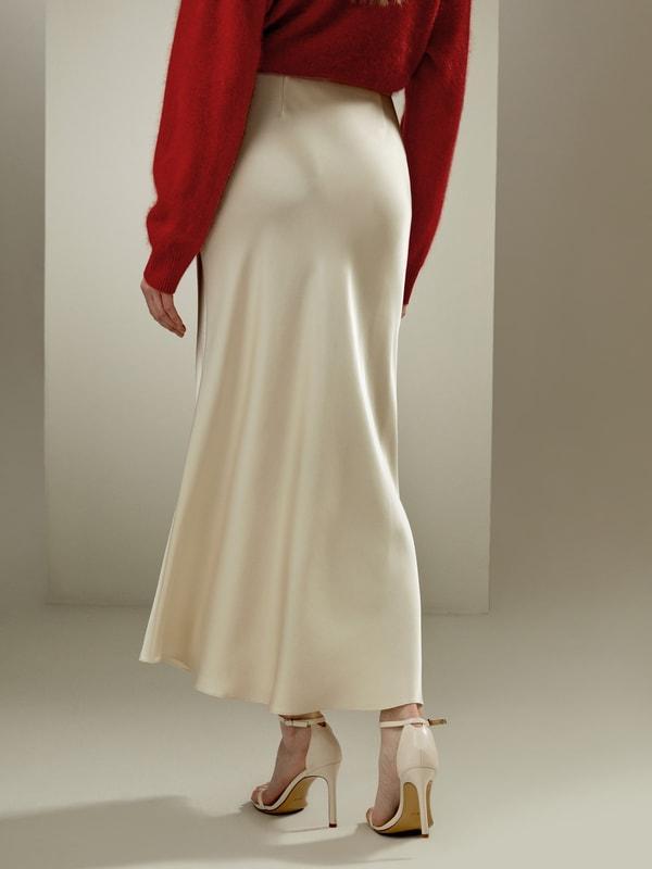 Silk Maxi Skirt with Flare Hem Product Image