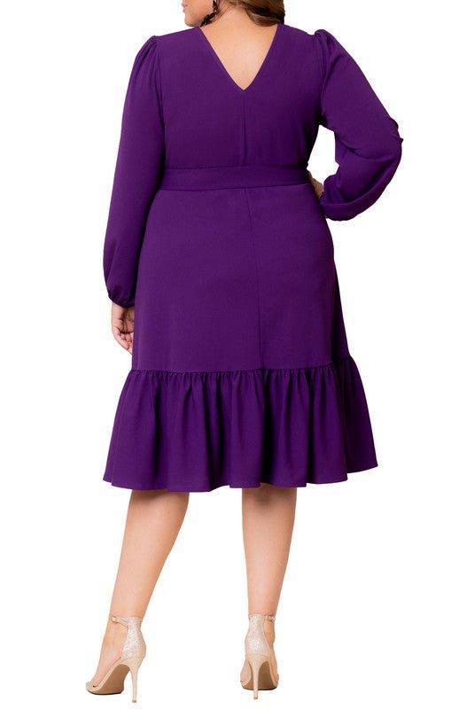 Portia Solid Long Sleeve Cocktail Dress - Plus Product Image