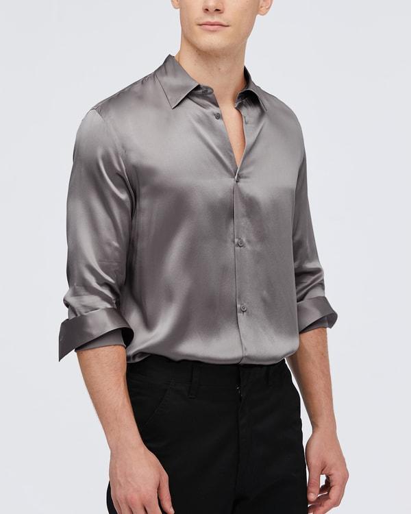 22MM Mulberry Silk Basic Mens Shirt Product Image