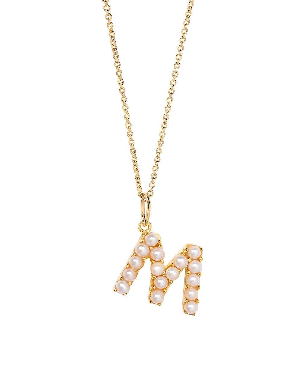 Womens Bridget Initial 14K-Gold-Plated & Freshwater Pearl Necklace Product Image