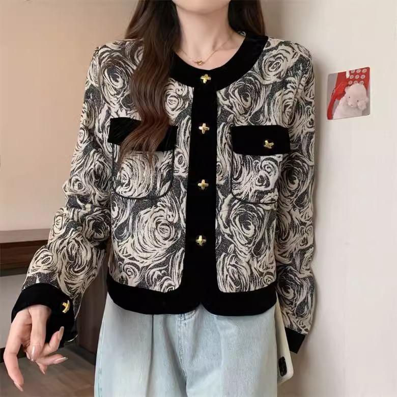 Ink-Print Round-Neck Jacket Product Image