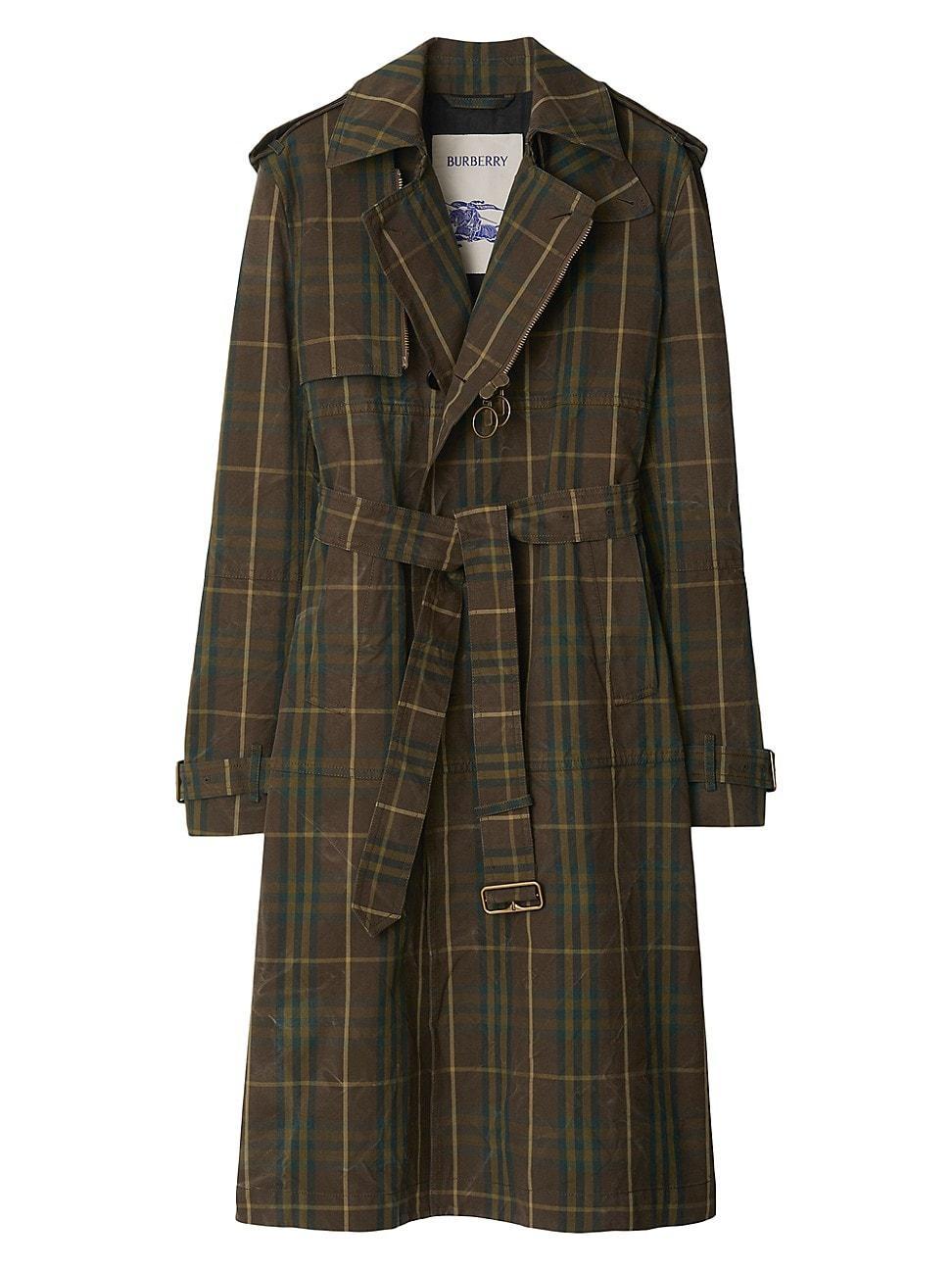 Mens Plaid Cotton Trench Coat Product Image