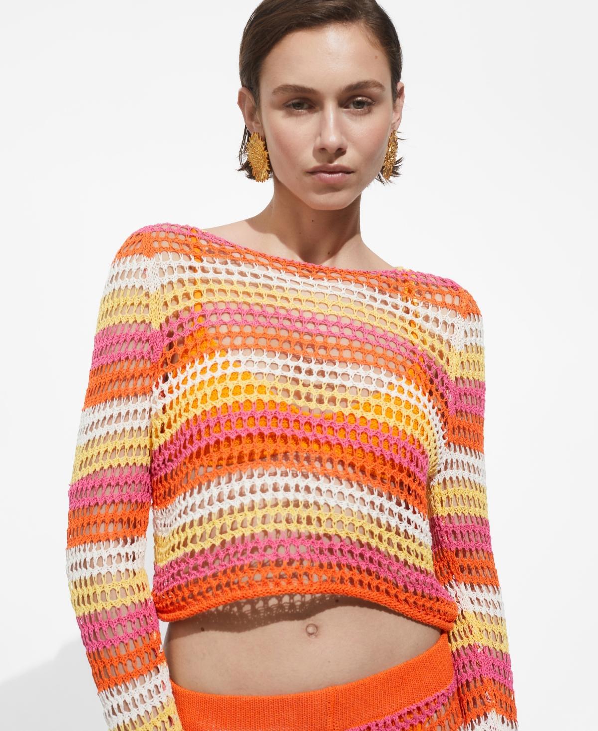 Mango Womens Combined Crochet Sweater Product Image