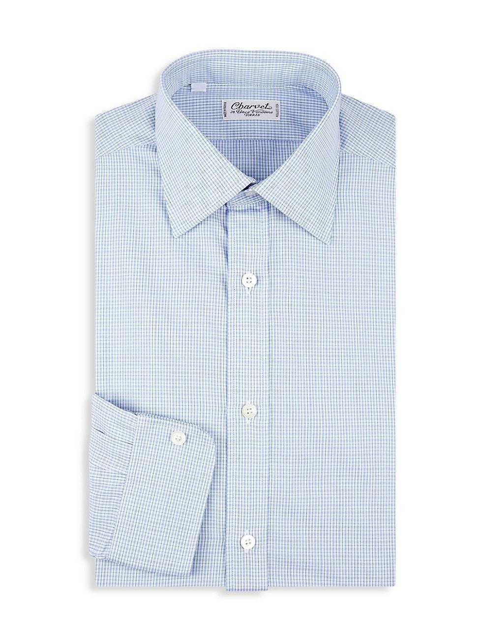 Mens Check Cotton Dress Shirt Product Image