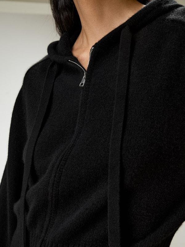 Short Zip-Up Wool Cashmere Hoodie Product Image