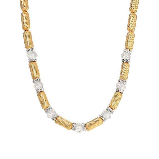 1928 Gold Tone Crystal Glass Bead Necklace, Womens, Yellow Product Image