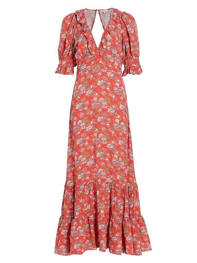 Womens Spring Floral Tiered Maxi Dress Product Image