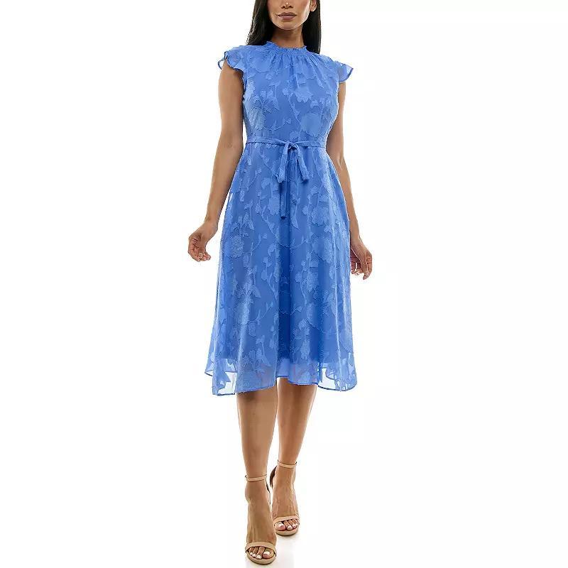 Womens Nina Leonard Smocked Chiffon Mesh Midi Dress Product Image