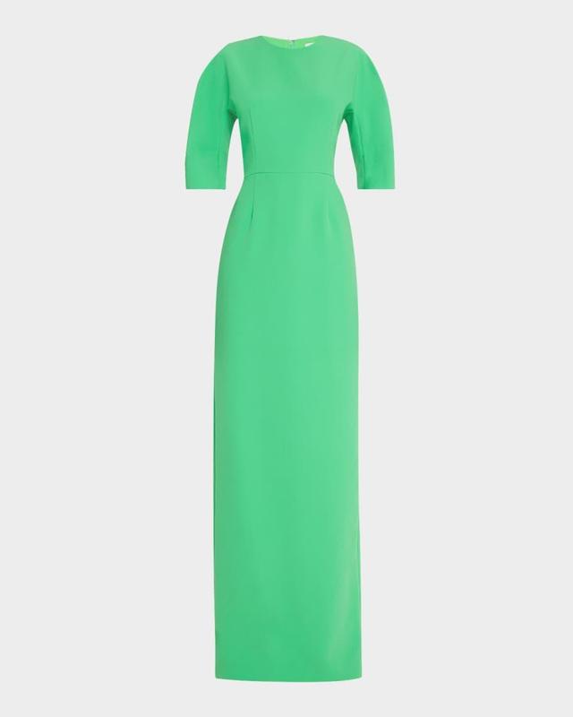 Elbow-Sleeve Crepe Column Gown Product Image