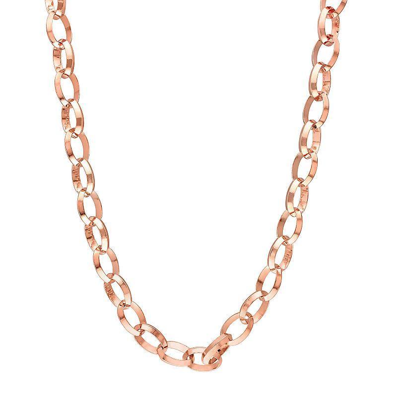 Stella Grace Mens 18k Rose Gold Plated Silver Rolo Chain Necklace Multicolor Product Image