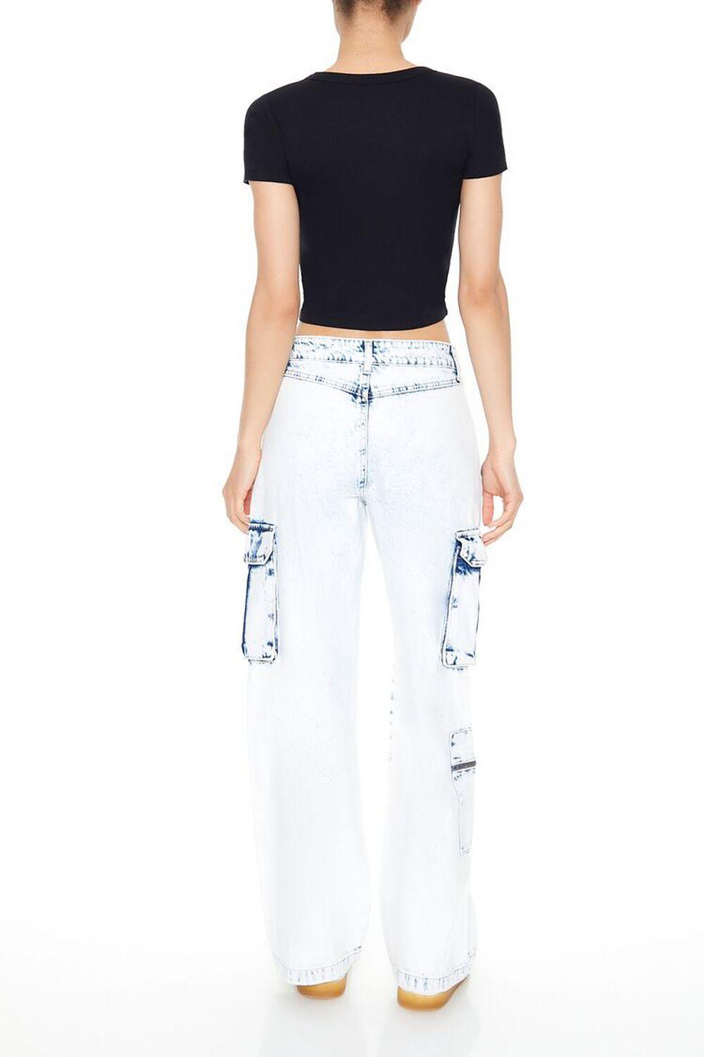 Acid Wash Straight Cargo Jeans | Forever 21 Product Image