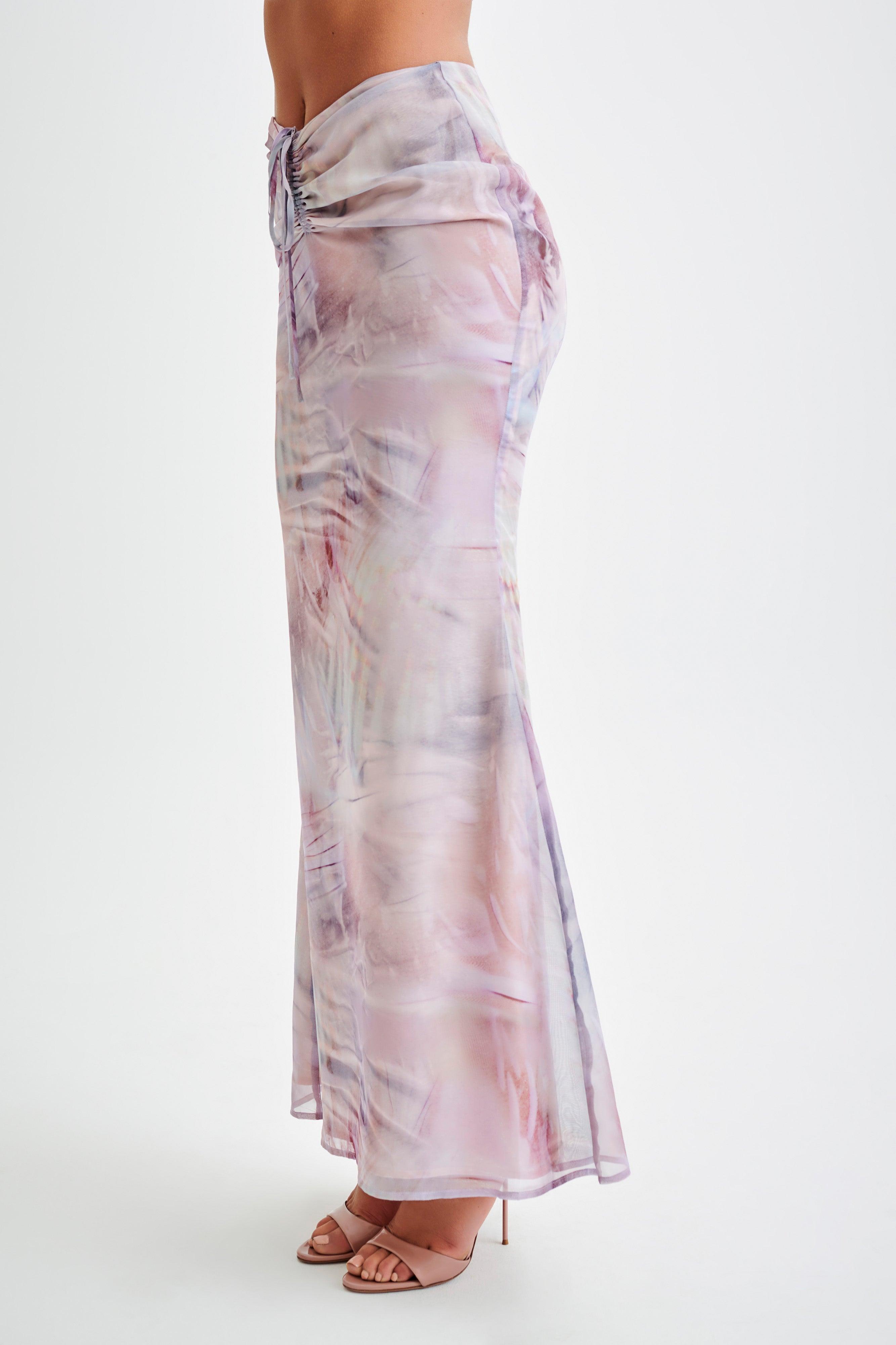 Ursula Ruched Maxi Skirt - Mermaid Shell Print Product Image