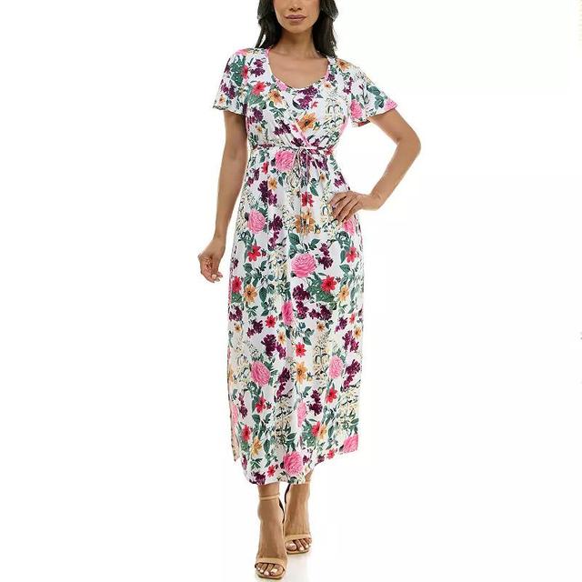 Womens Nina Leonard Flutter Sleeve Maxi Dress Product Image