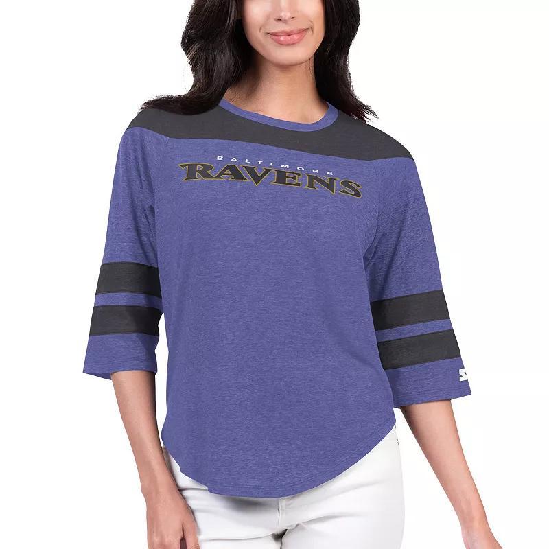 Womens Starter Baltimore Ravens Fullback Tri-Blend 3/4-Sleeve T-Shirt Product Image