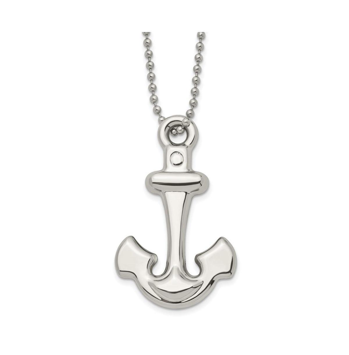 Chisel Polished Hollow Anchor Pendant on a Ball Chain Necklace Product Image