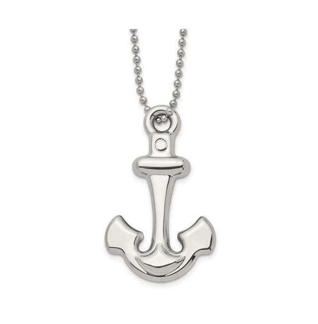 Chisel Polished Hollow Anchor Pendant on a Ball Chain Necklace Product Image