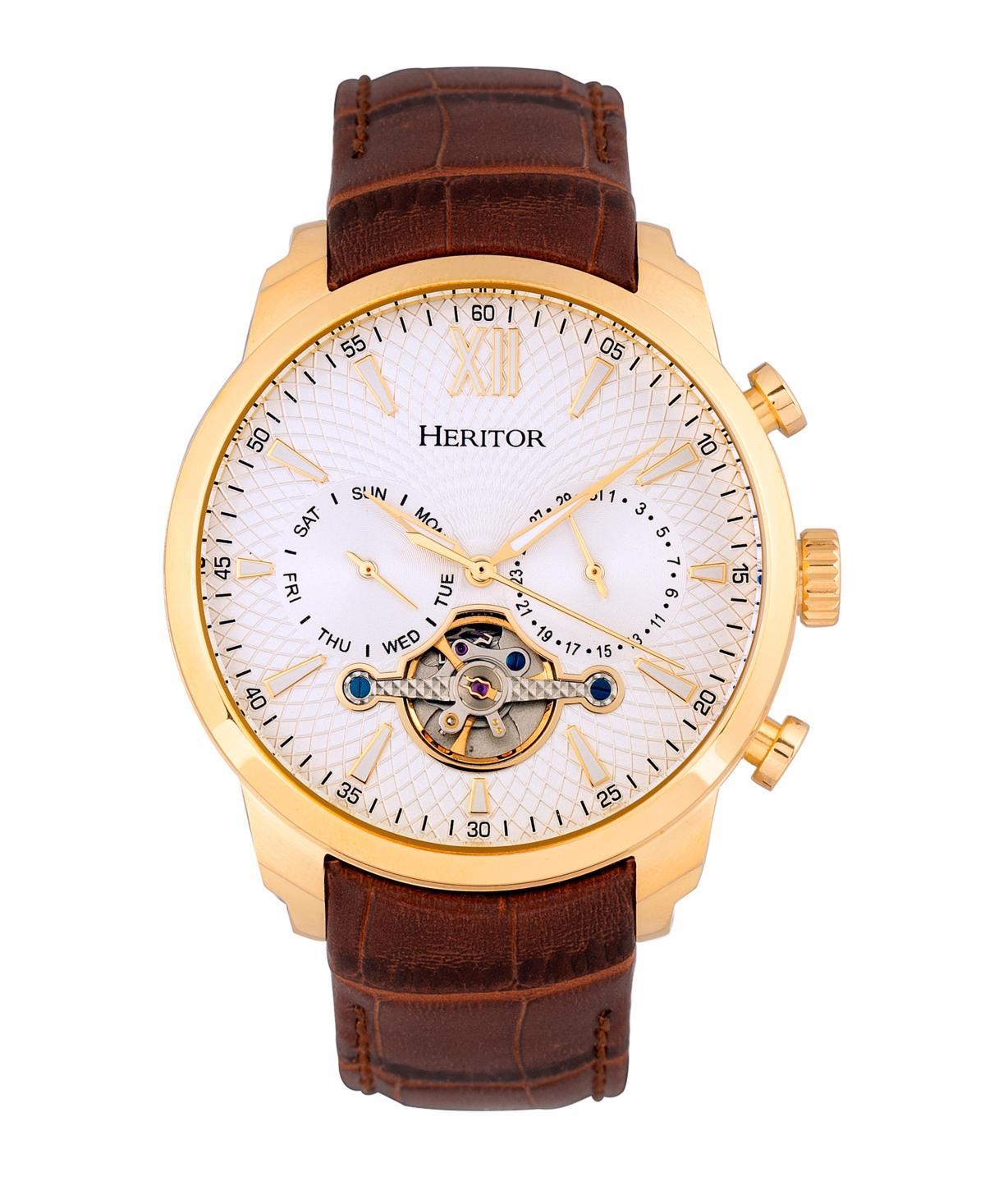 Heritor Mens Automatic Brown Leather Strap Watch Herhr7904 Product Image