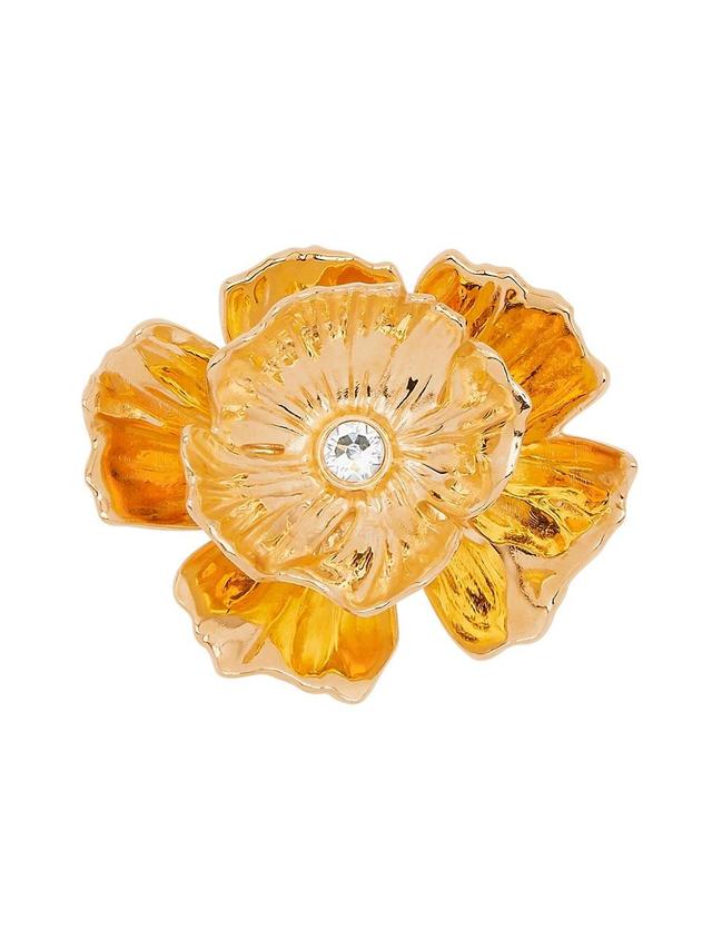 Womens Goldtone & Crystal Flower Brooch Product Image