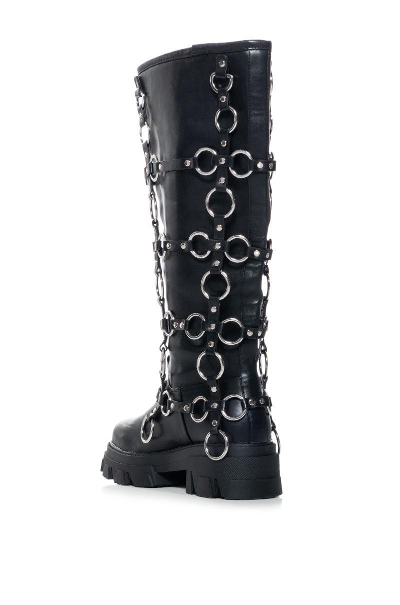 AZALEA WANG RAIMO BLACK SILVER HARDWARE BOOT Product Image