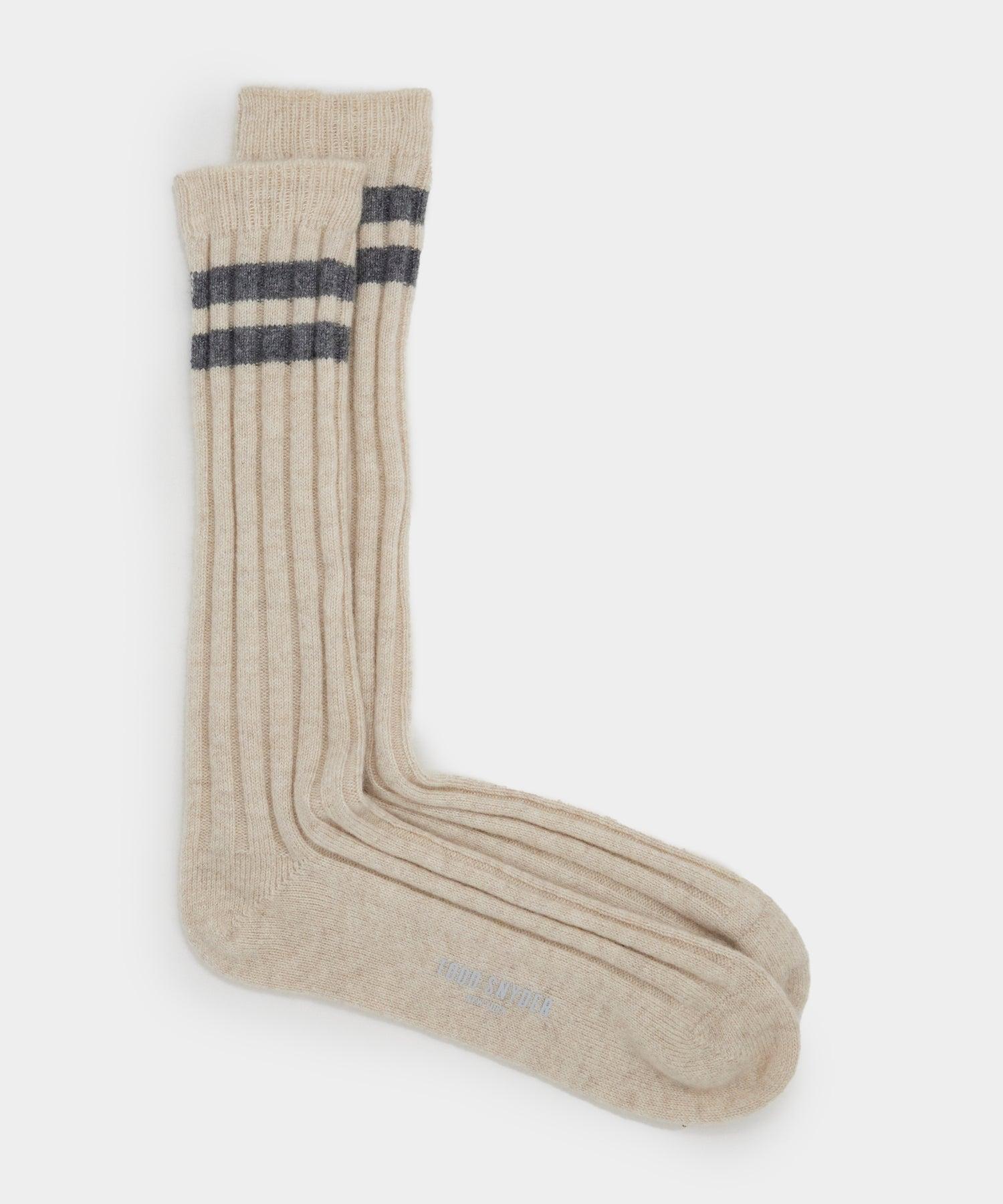 Cashmere Striped Sock in Oatmeal Heather Product Image