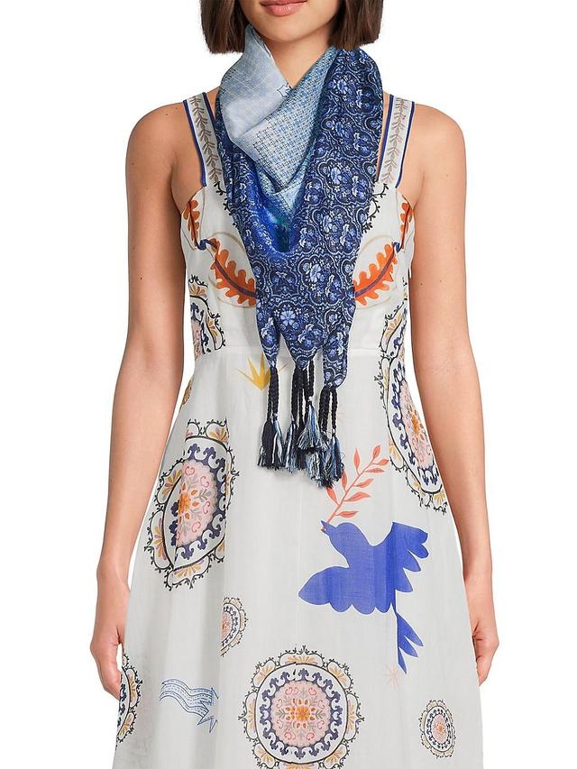 Womens Coopera Floral Silk Tassel Scarf Product Image