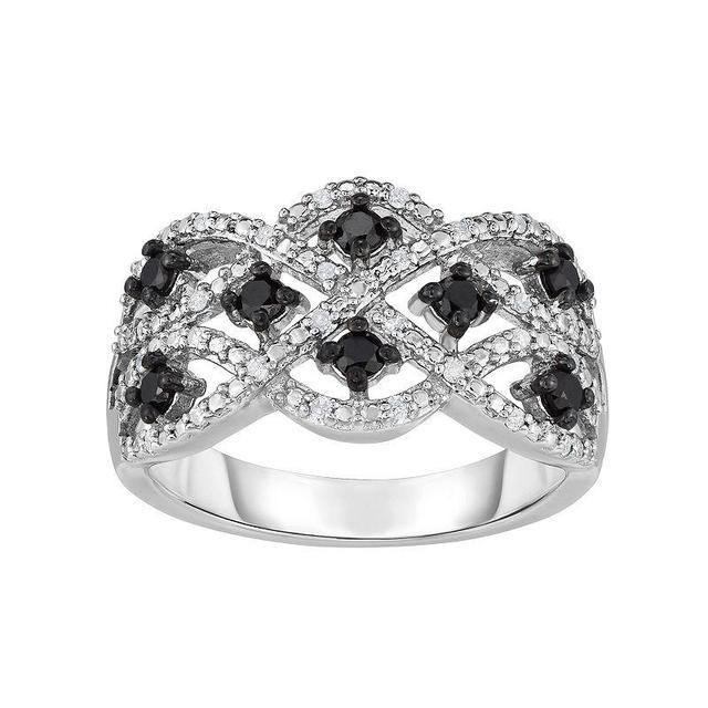 Sterling Silver 1/2 Carat T.W. Black & White Diamond Woven Ring, Womens Product Image