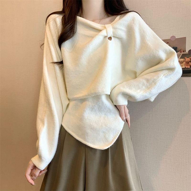 Asymmetrical Neck Plain Sweater Product Image