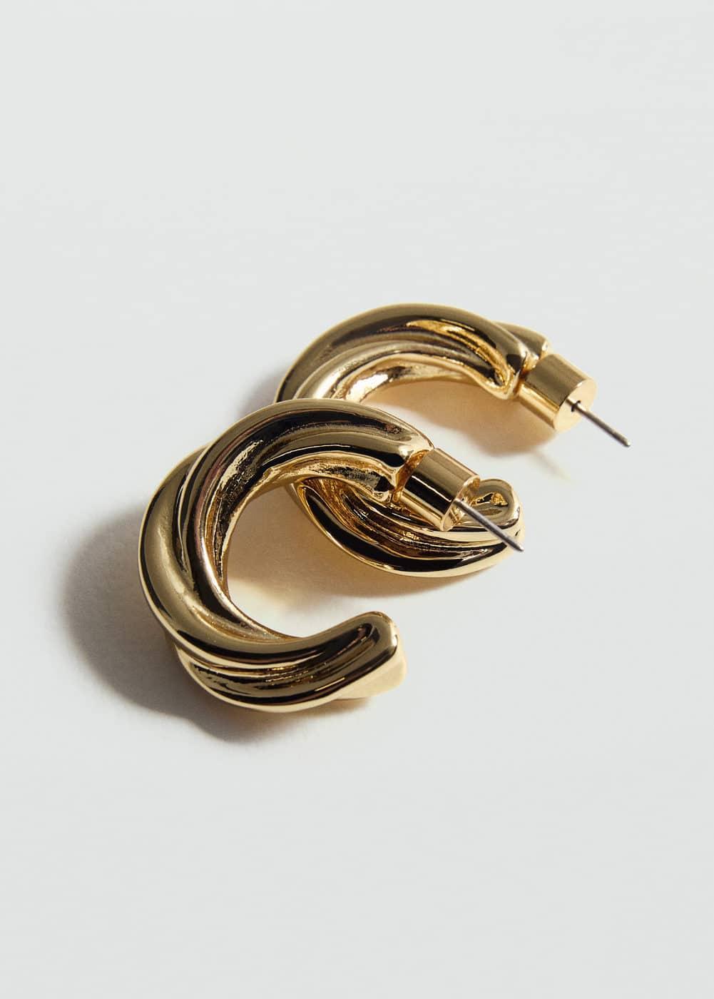 MANGO - Intertwined hoop earrings - One size - Women Product Image