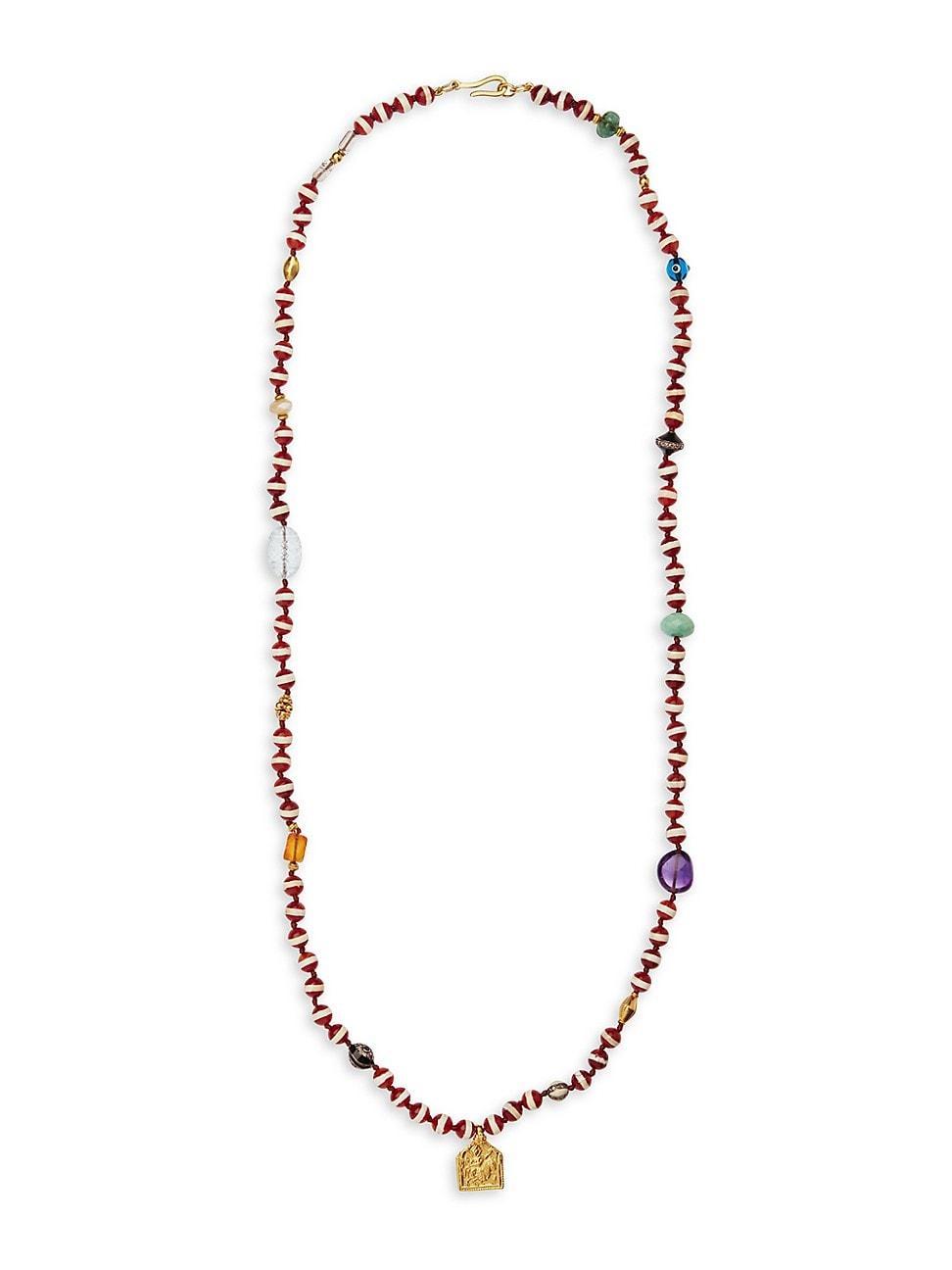 Womens Globetrotter 9K & 18K Yellow Gold, Diamond & Semi-Precious Stone Beaded Necklace Product Image