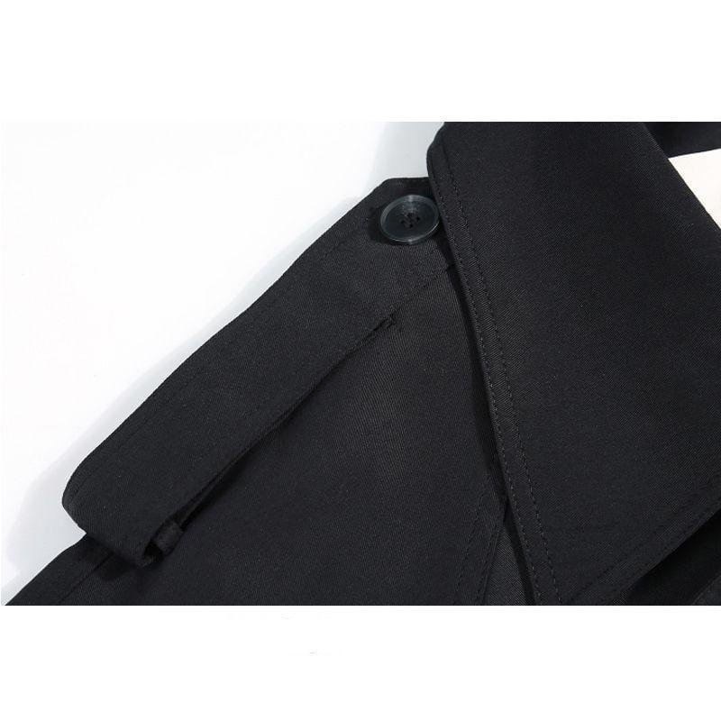 Lapel Collar Plain Open Front Trench Coat Product Image