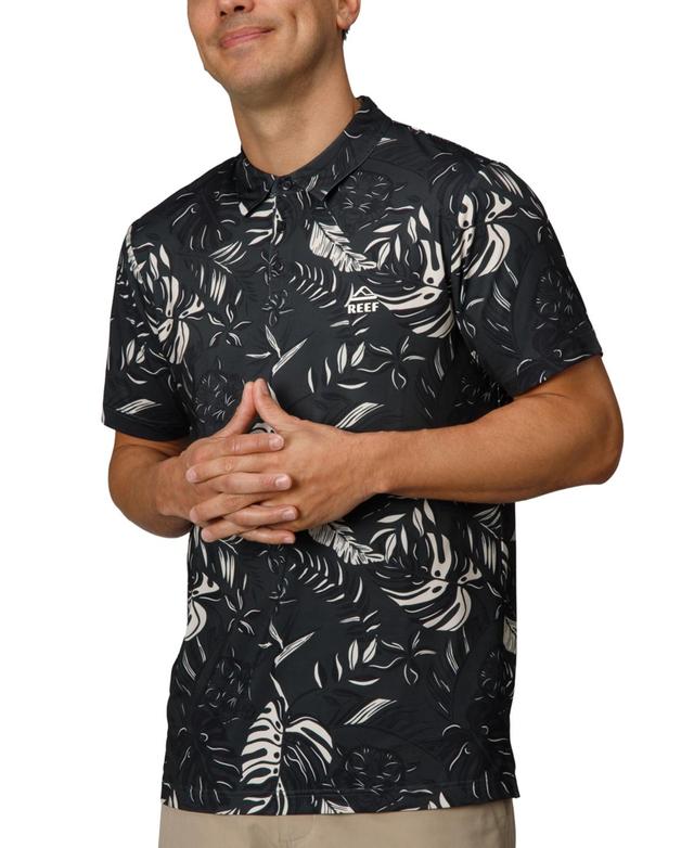 Reef Mens Stillman Short Sleeve Button-Placket Printed Polo Shirt Product Image