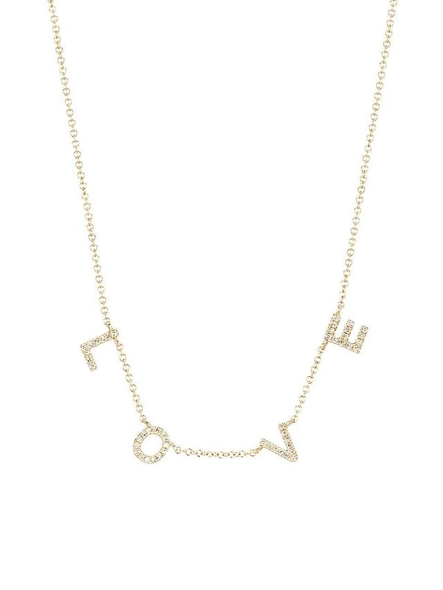 Womens 14K Yellow Gold & Diamond Love Necklace Product Image